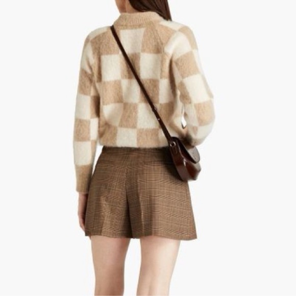 Sandro Paris Checkered Knit Mohair Sweater Size Medium - Picture 2 of 11